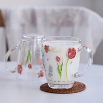 바보사랑 데일 빈티지 플라워 유리컵 2종.키친몰링, 머그컵370ml