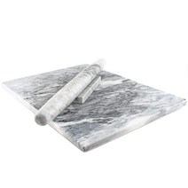 페이스트리용 대리석 도마 40.6 x 30.5cm(16 12인치) 및 40.6cm(16인치) 프렌치 롤링 핀 스탠드 콤보 포함 안정성을 위한 미끄럼 방지 발 제빵사를 필수 주방 기