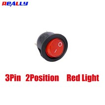 정말 5 개 AC 6A 125V 10A 250V SPST 3 핀 2 위치 ON/Off 빨간색 및 녹색 220V 조명 조명 라운드 보트 로커 스위치, 03 Red 220V Light_01 5PCS
