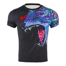 주짓수 도복 suotf men roaring wolf Fighting fitness mma jerseys 타이거 무에타이 의류 킥복싱 트레이닝 티셔츠 jiu jitsu