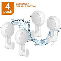 Marchpower Suction Cups Shower Hooks Reusable SuperLock Utility Hooks(4 Pack) Heavy Duty Vacuum Suct, 1