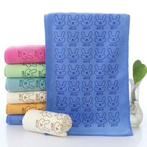 목욕 세면 토끼타올 샤워 타월 극세사 수건, 블루, 1개