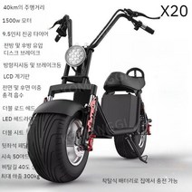 할리 전기 자동차 2 륜 자전거 성인 이동성 큰 타이어 와이드 배터리 전동 스쿠터, 7. X20 40km 착탈식 배터리, 60V
