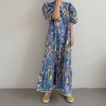 아리엘스타일 화사하고 러블리한룩 플라워엔롱원피스