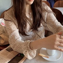 상의 블라우스 차르르 러블리 2컬러 블라우스 쉬폰 여성 봄나들이 잔꽃 패턴