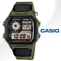 카시오 시계 AE-1200WHB-1B/ AE-1200WHB-3B 천밴드 월드타임 군인시계