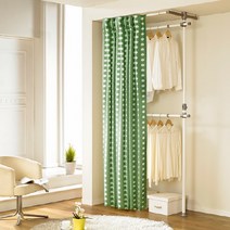 리빙스타 국산 2단 커튼형 행거 3종 택1, 도트 카키