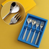 인스푼 티스푼포크 돌 결혼답례품, 엔젤하트 4P (포크2+티스푼2), 인쇄함 / 포장안함