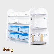아이팜 디자인정리함 (그레이) 구성5. 정리함+코너장, 3.화이트+블루 정리함