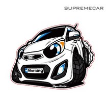 슈프림카 올뉴모닝 자동차 캐릭터 스티커, 앨리스블루, 1장