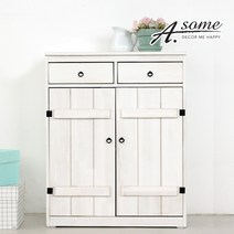 어썸 원목 레트로 2칸 서랍 수납장, 화이트