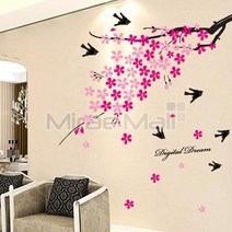 미래몰 나뭇잎 포인트 벽지 스티커, 다-027 제비꽃 나무