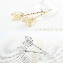 kirakirashop 큐빅 나뭇잎 헤어핀(2개1세트)