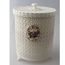 앤틱원형휴지통(중), 아이보리, 1개