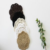 홈데코 베이지계열 핸드메이드 뜨개도일리 티코스터 10cm, 초코브라운