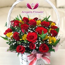 엔젤스플라워 꽃배달서비스 마음을 전하는 꽃바구니 생화 꽃상자 케이크, F07_고급형_장미 한가득, 1개