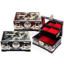 나전 한지 월송학 2단 7치 자개보석함/외국인해외바이어선물로추천, 빨강