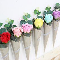 핸드메이드아임 비누장미 한송이 꼬깔, 피치