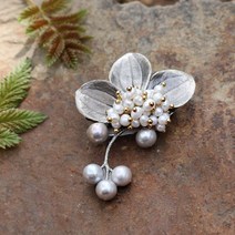 아리공방 꽃진주 원석브로치