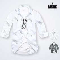 메이드 MS_7부 영문 프린팅 린넨 셔츠 0139