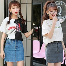 제이앤티 언발 베이직 데님 스커트