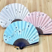 꽃반달 모시 면부채＋고급매듭증정, 핑크