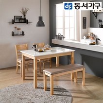 동서가구 클리드 대리석 4인 벤치식탁세트 DF906983, 상판워시-프레임엔틱