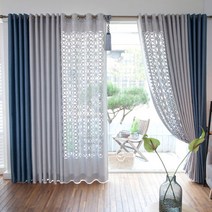 지나송 엘바 아일렛 암막커튼(530x230)+고주파커튼(봉 끈 후사고리)