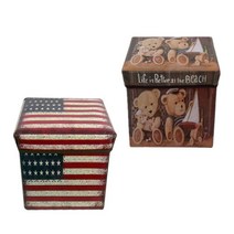 NKMALL 1+1 수납의자 스툴 빈티지정리함 트렁크정리함, 1+1 빈티지미국+테디베어