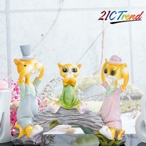 21세기트랜드 선반 장식 인형, 숲속의 고양이, 세트