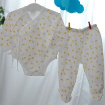 베이비하트 슈트형 배냇저고리+바지set 국내산순면 신생아 바디슈트(4계절양면원단)