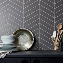 중앙데코 자기질 헤링본 모자이크타일, 자기질모자이크타일 헤링본타일(45x180mm) 18H3532HPW 다크그레이/무광, 1장