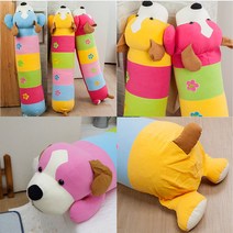 무궁화수예 강아지 사탕베개 솜포함/사탕베개커버/롱베개, 하늘(솜미포함)