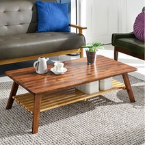 홈페리 천연 원목 테이블 거실테이블 소파테이블 거실소파테이블 소파, 아카시아 원목선반테이블 大