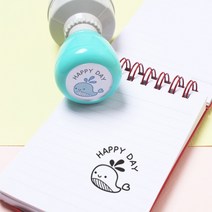 두루디자인 베이직 빅 원형 스탬프, 민트, 잉크 파랑