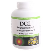네추럴팩터스 DGL 리코리스 루트 추출물 츄어블 타블렛 비건 무설탕 글루텐 프리, 180개입, 1개