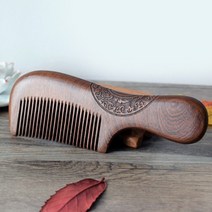 에버라인 흑금단 수공예 손잡이 나무빗 두피마사지, 1개