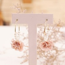 진주 플라워 링 귀걸이