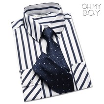 오마보이 남성용 젠느옴므 반슬림 스트라이프 정장셔츠 DNB19WH