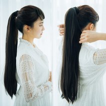 가발프랜즈 묶음머리가발 끈달비 부분가발 스트레이트 긴머리 60cm 롱헤어 생머리 붙임머리가발, 다크블랙, 1개