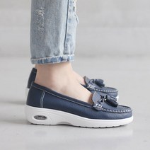 바닐라슈 탯슬피리언 소가죽 웨지몰드창 쿠션에어 로퍼슈즈(4cm)