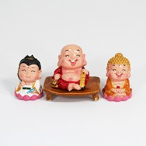 붓다북 미니불상 (아기불상) 3종세트 소 - 부처님 관세음보살 포대화상