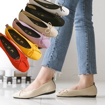 라블 자체제작 니트플랫슈즈 여성 스퀘어 리본 플랫 단화