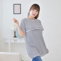마더라이크 니콜단가라반팔수유티-빅사이즈 수유복 수유티셔츠