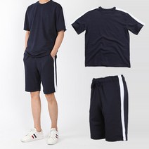 코디제이 나그랑배색반바지세트 남여공용 빅사이즈 루즈핏 반팔티반바지