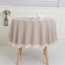 찬미디자인 레이스 원형식탁보, 마린도트 내츄럴.lace, 원탁크기80cm용