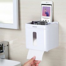에코팩토리 수납형 화장실 휴지걸이 접착식 원터치 방수 거치형, 가로22cm - 대형, 1