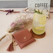 슈블리즈 심플한 데일리 고급 태슬 카드지갑 동전 키홀더 Mini 반지갑