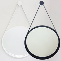 행복한욕실 국산 일체형 원형 스트랩 거울 50CM (화이트 블랙), 블랙