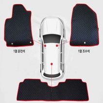 원씽 고무 카매트 풀세트 깔판 차량발판, 올뉴K5(15년6월~)(5P), 레드테두리